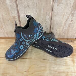 BOGS Women’s Mattie Corsage Blue Floral Waterproof Ankle Rain Boots Size 7
